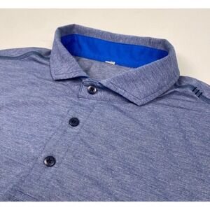 Lululemon Polo Shirt Men's Lg Blue Short Sleeve Athletic Golf Training